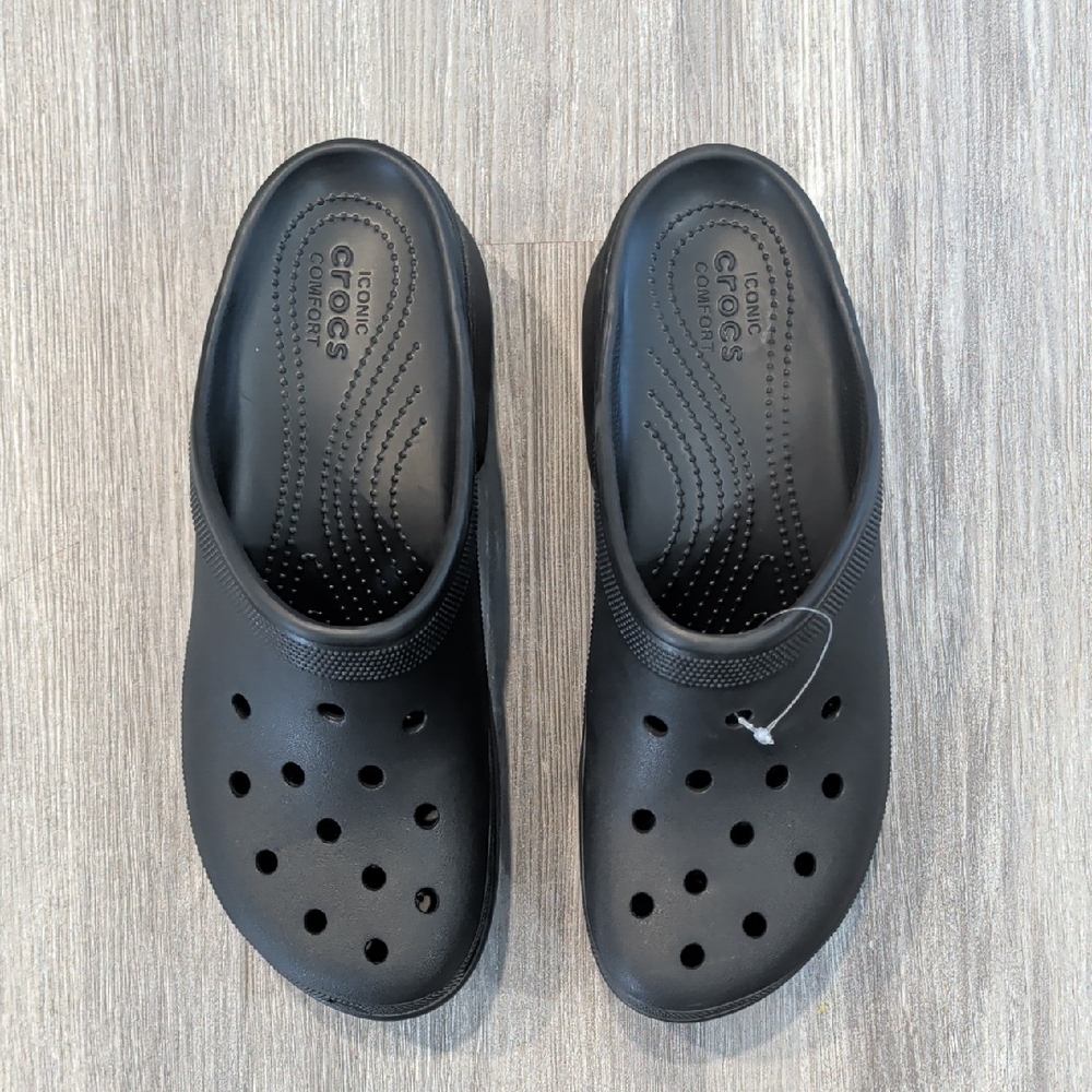 CROCS Men's Siren Platform Classic Black Slip-On Clogs NEW!